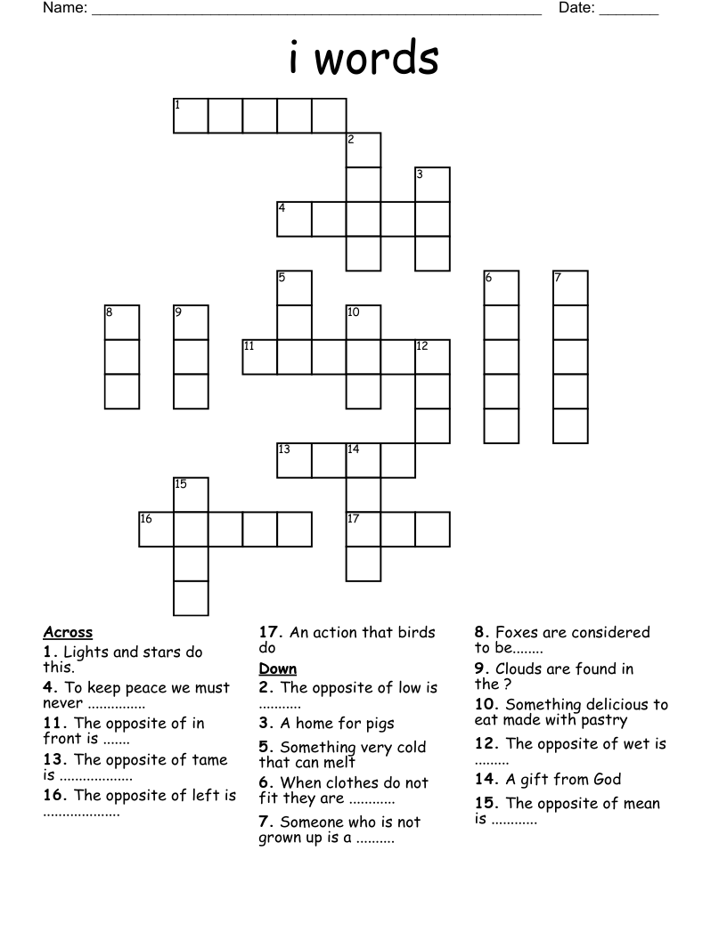 i words Crossword WordMint
