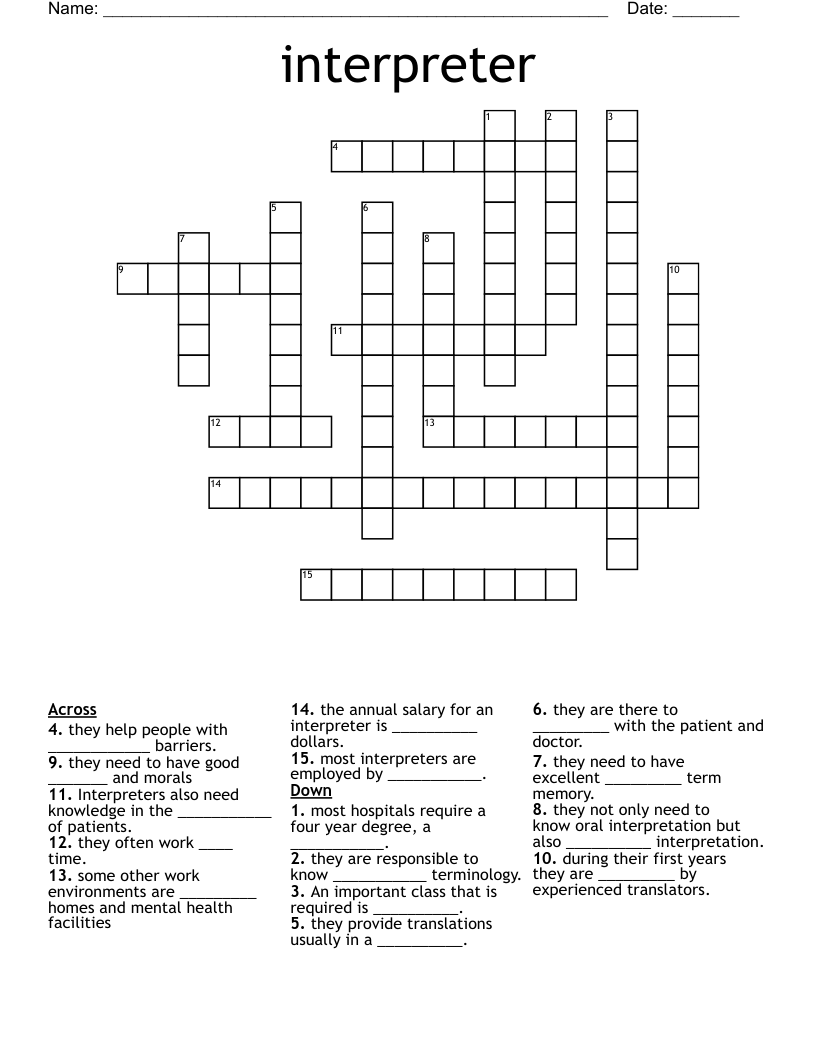 interpreter Crossword