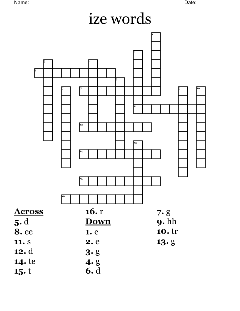 ize words  Crossword