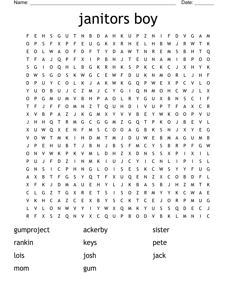 janitors boy Word Search