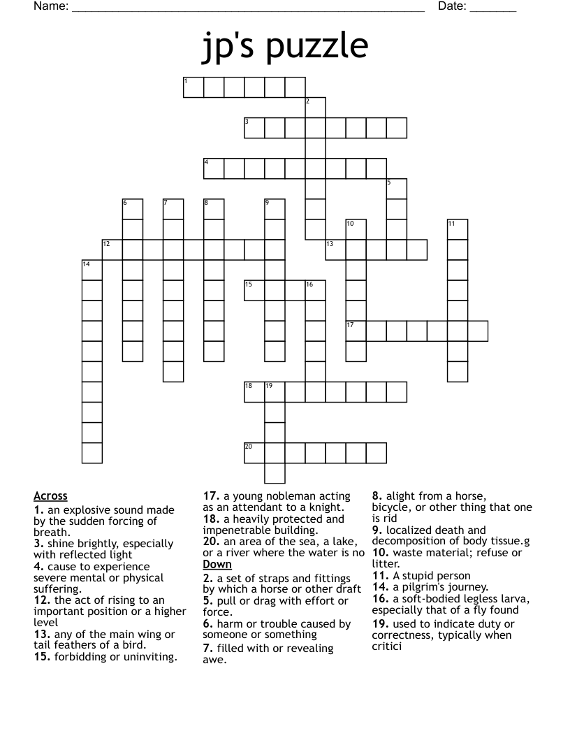Jp s Puzzle Crossword WordMint