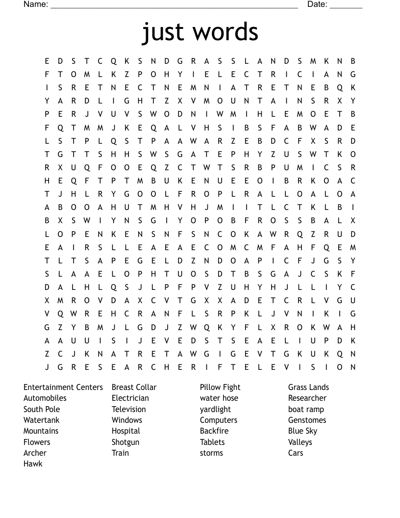 just words Word Search