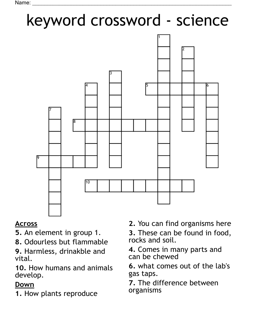 keyword crossword - science
