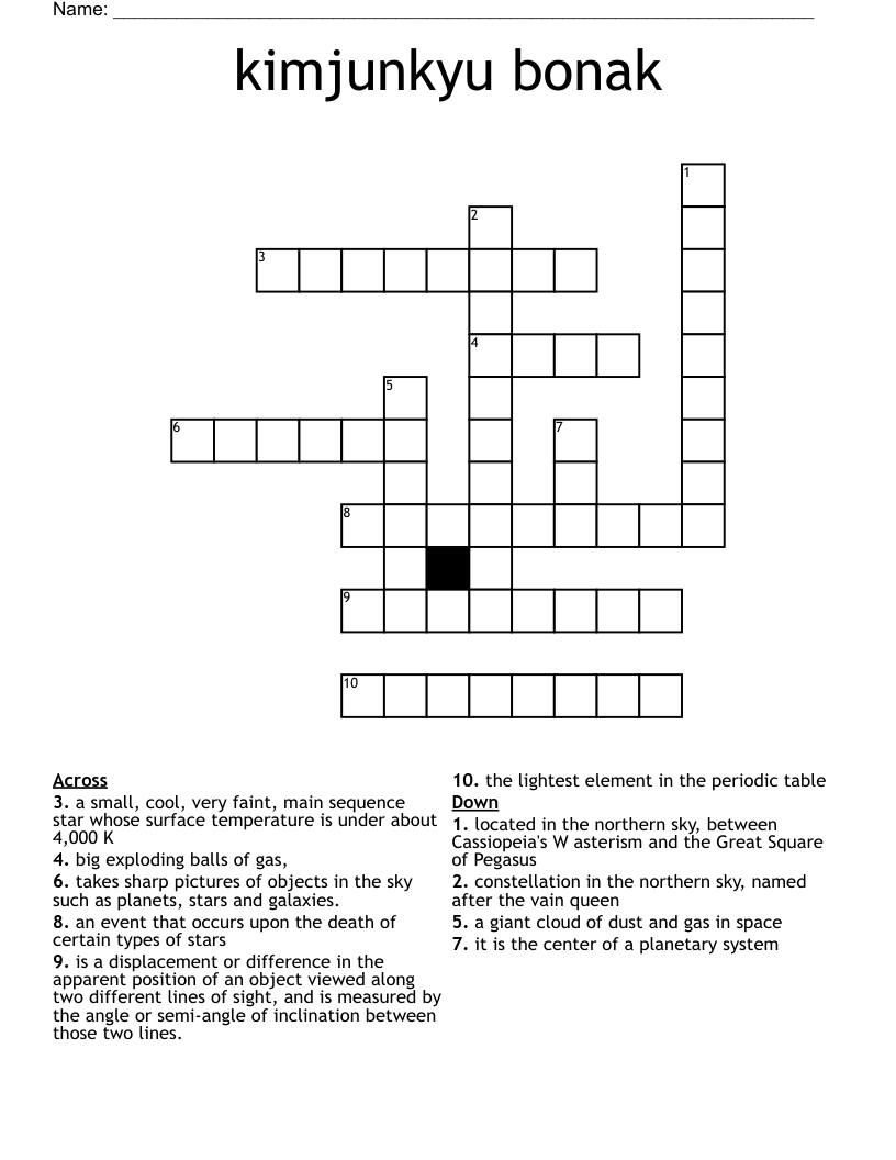 kimjunkyu bonak Crossword