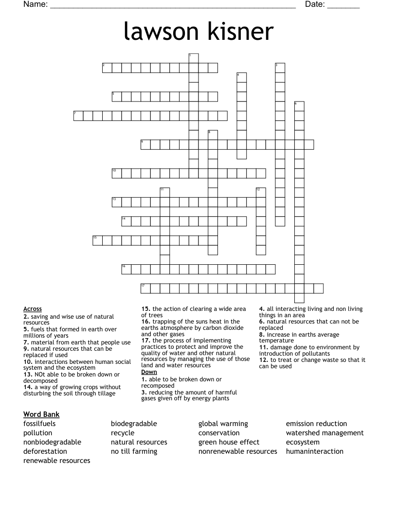 lawson kisner Crossword