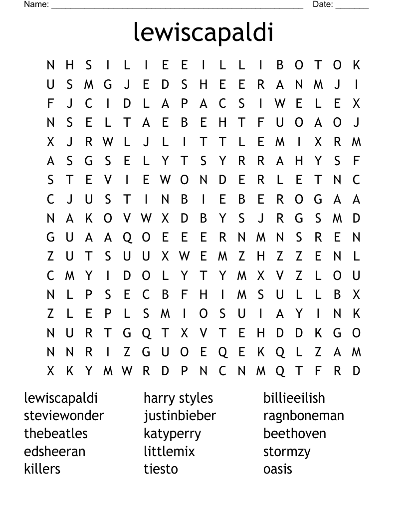 lewiscapaldi Word Search
