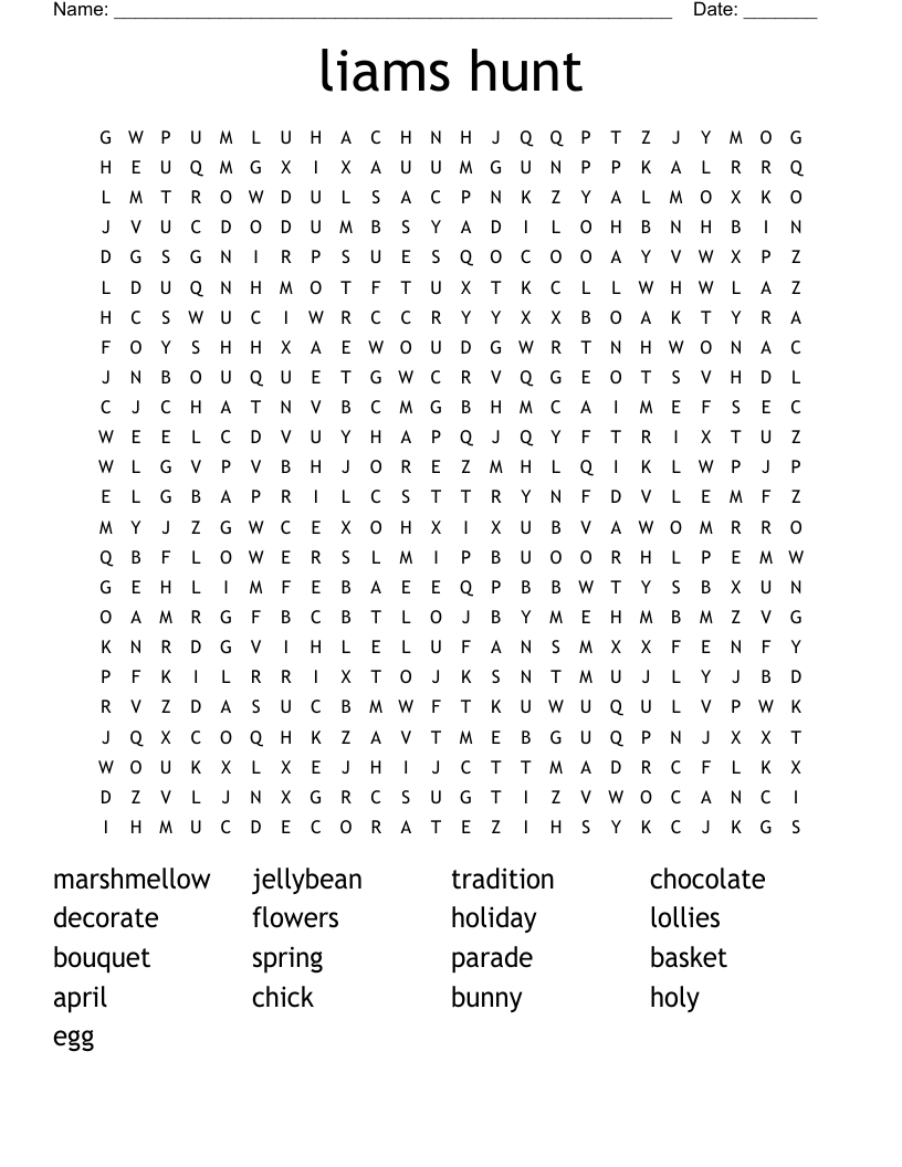 liams hunt Word Search