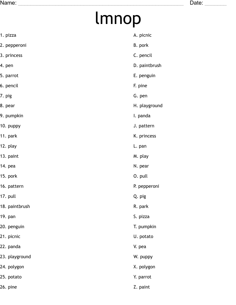 lmnop Worksheet