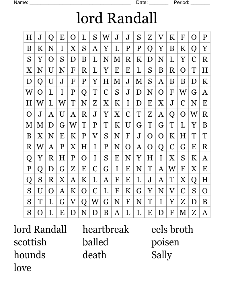 lord Randall Word Search