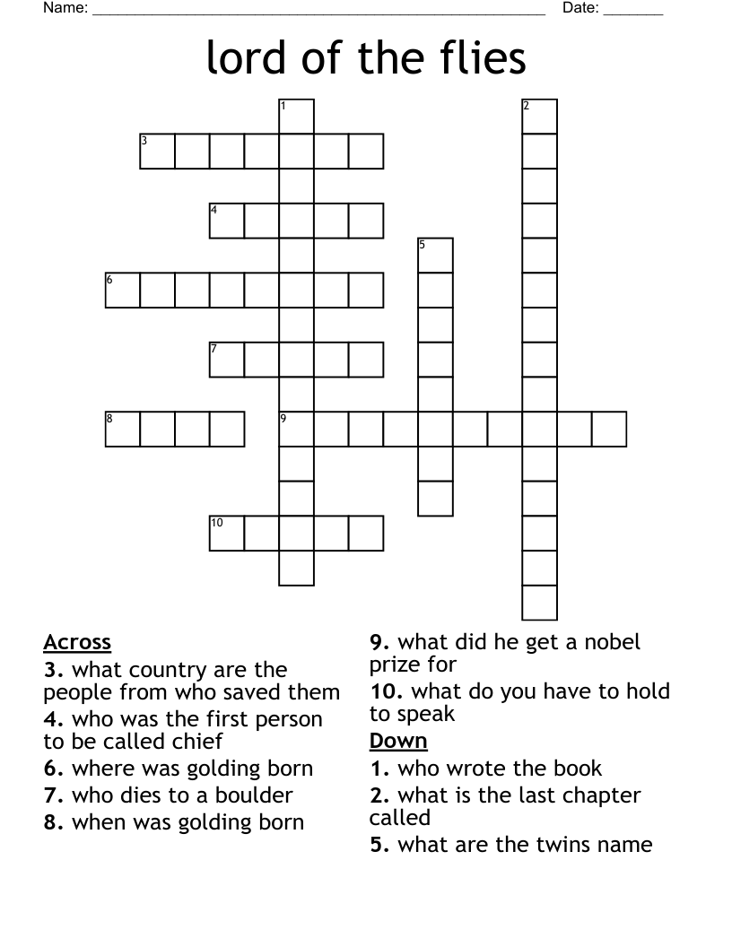lord of the flies Crossword WordMint lord of the flies Crossword WordMint