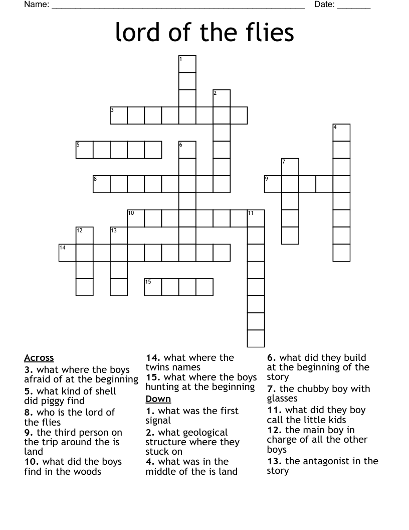 lord of the flies Crossword