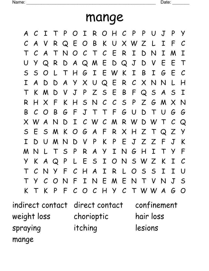mange Word Search