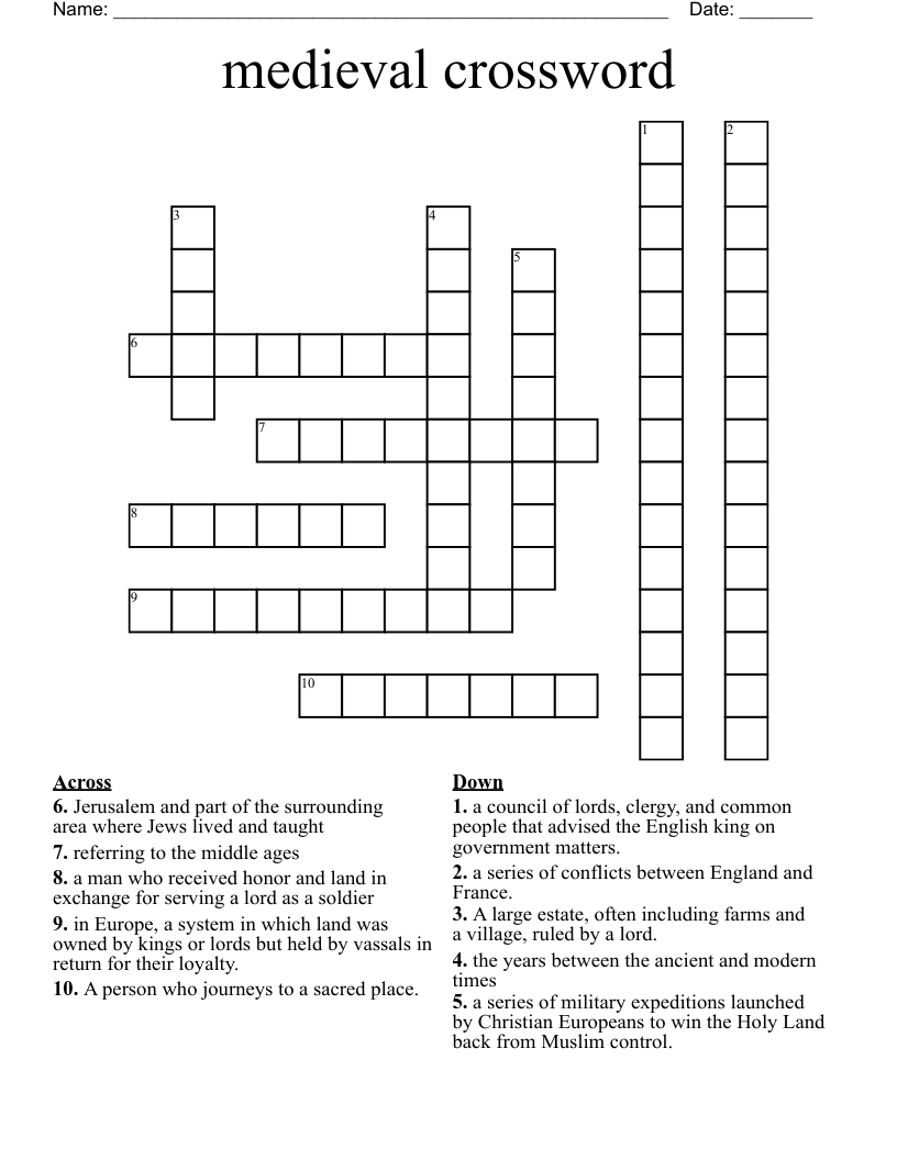 medieval crossword 