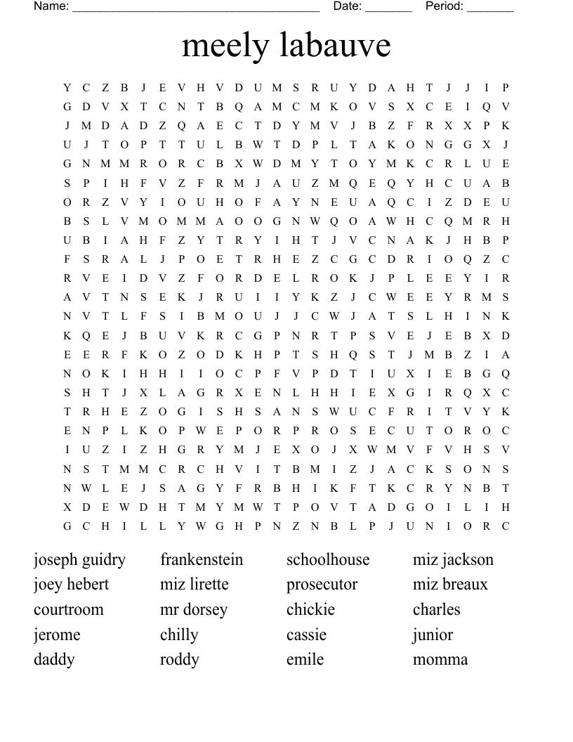 meely labauve Word Search