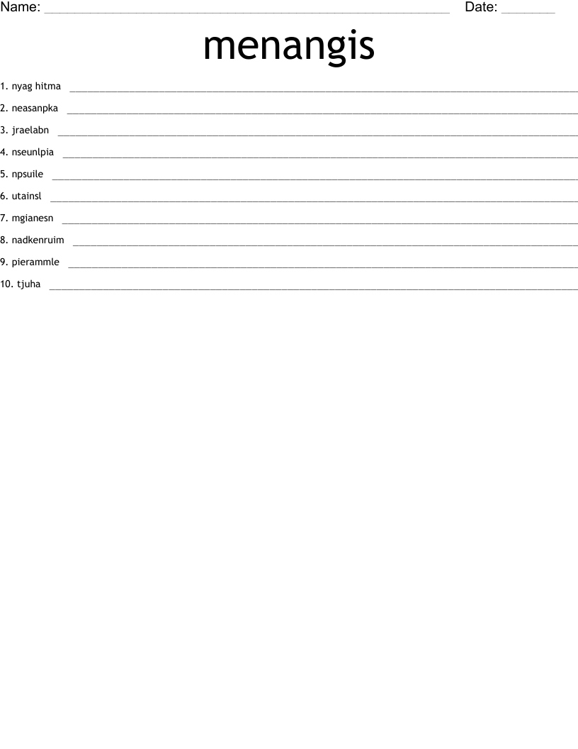 menangis Word Scramble