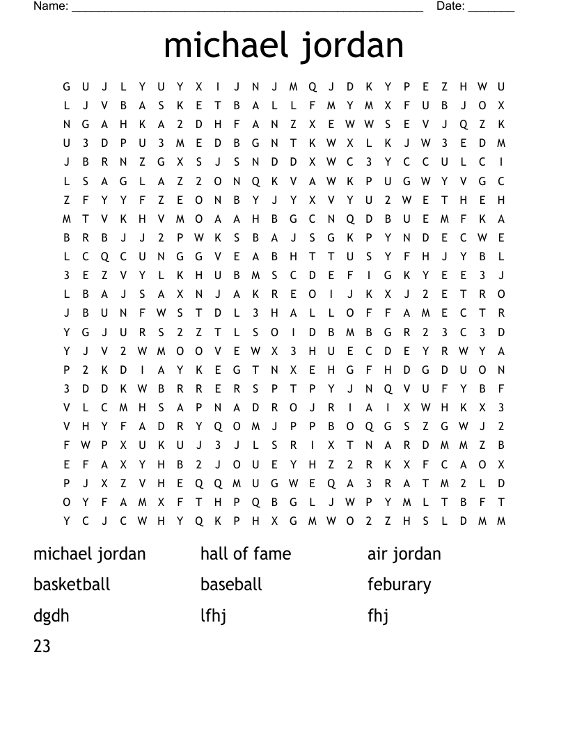 michael jordan Word Search