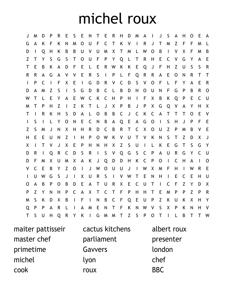 michel roux Word Search