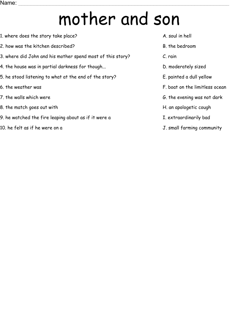 mother and son Worksheet