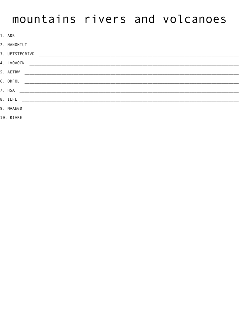 mountains rivers and volcanoes