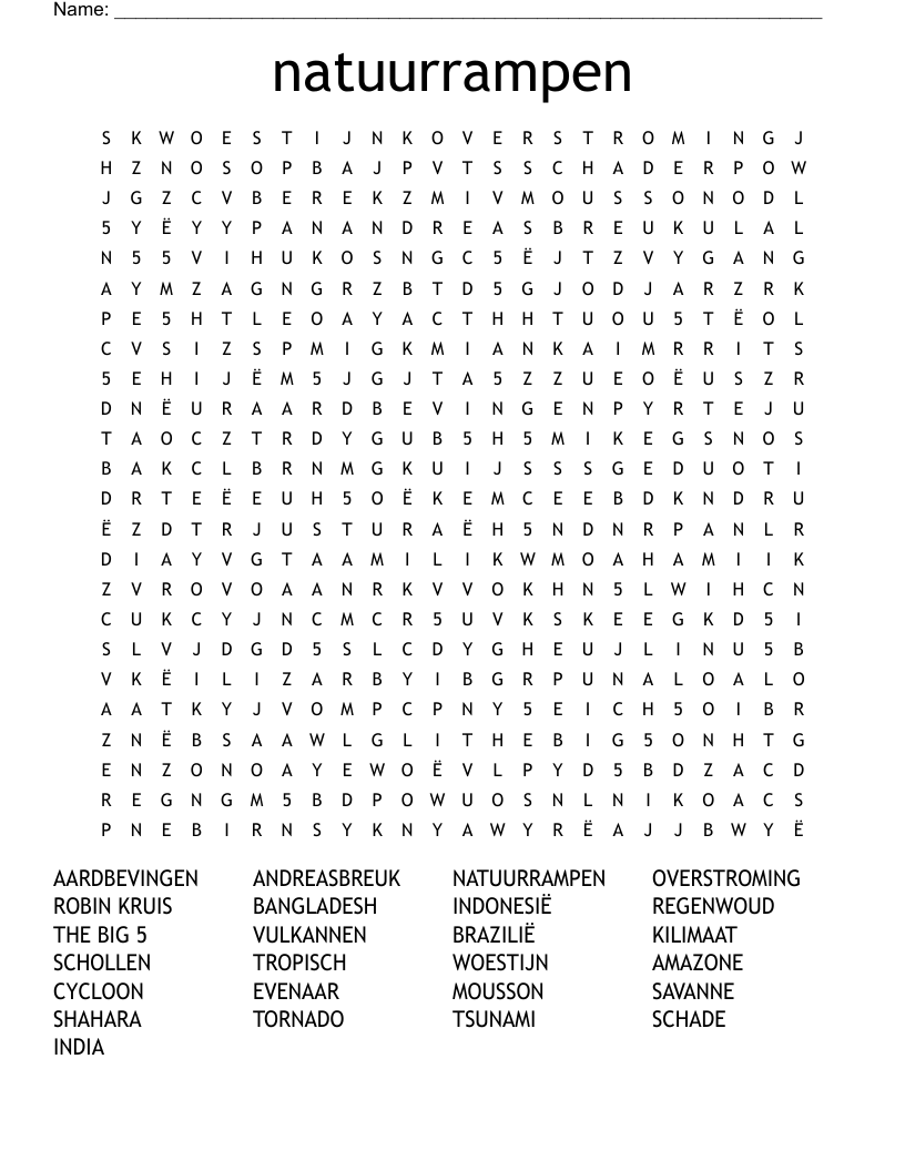 natuurrampen Word Search