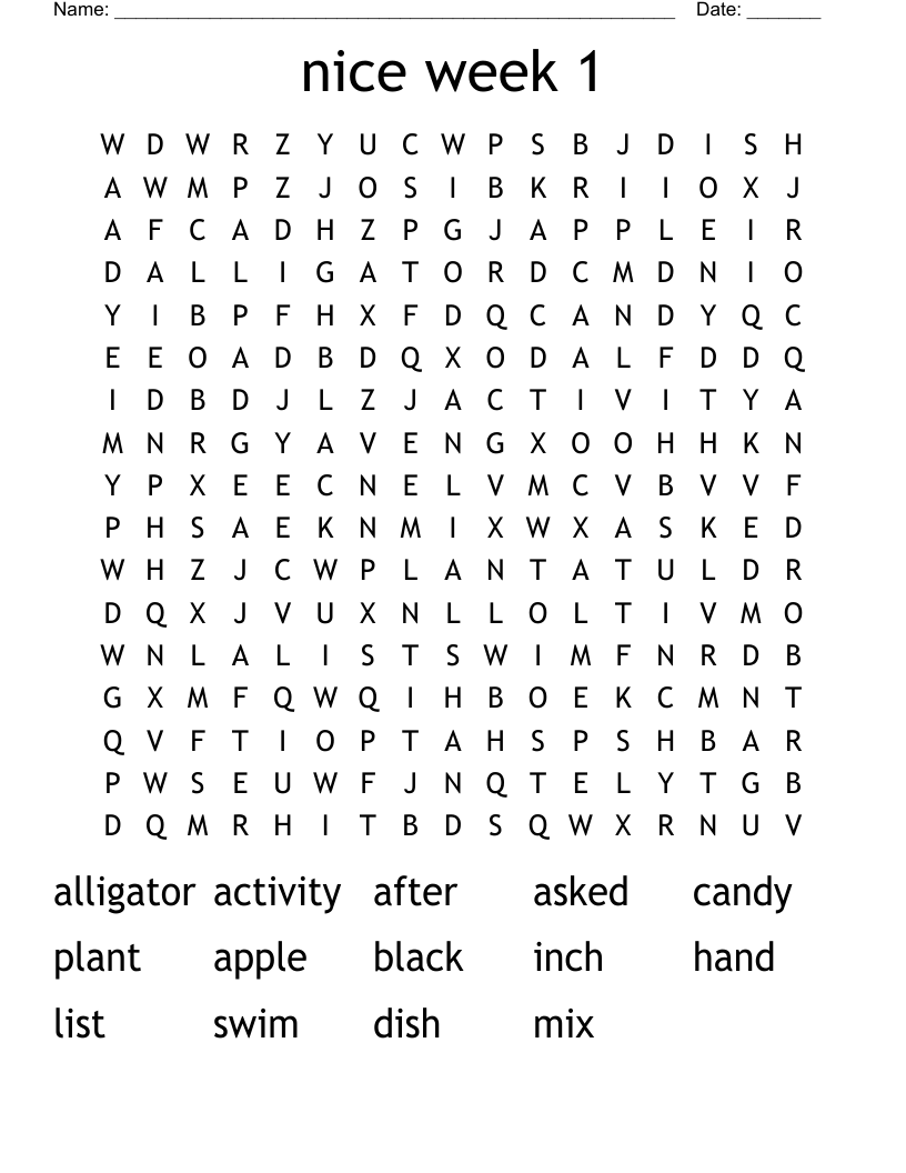 nice week 1 Word Search