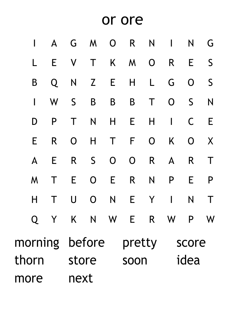 or    ore Word Search
