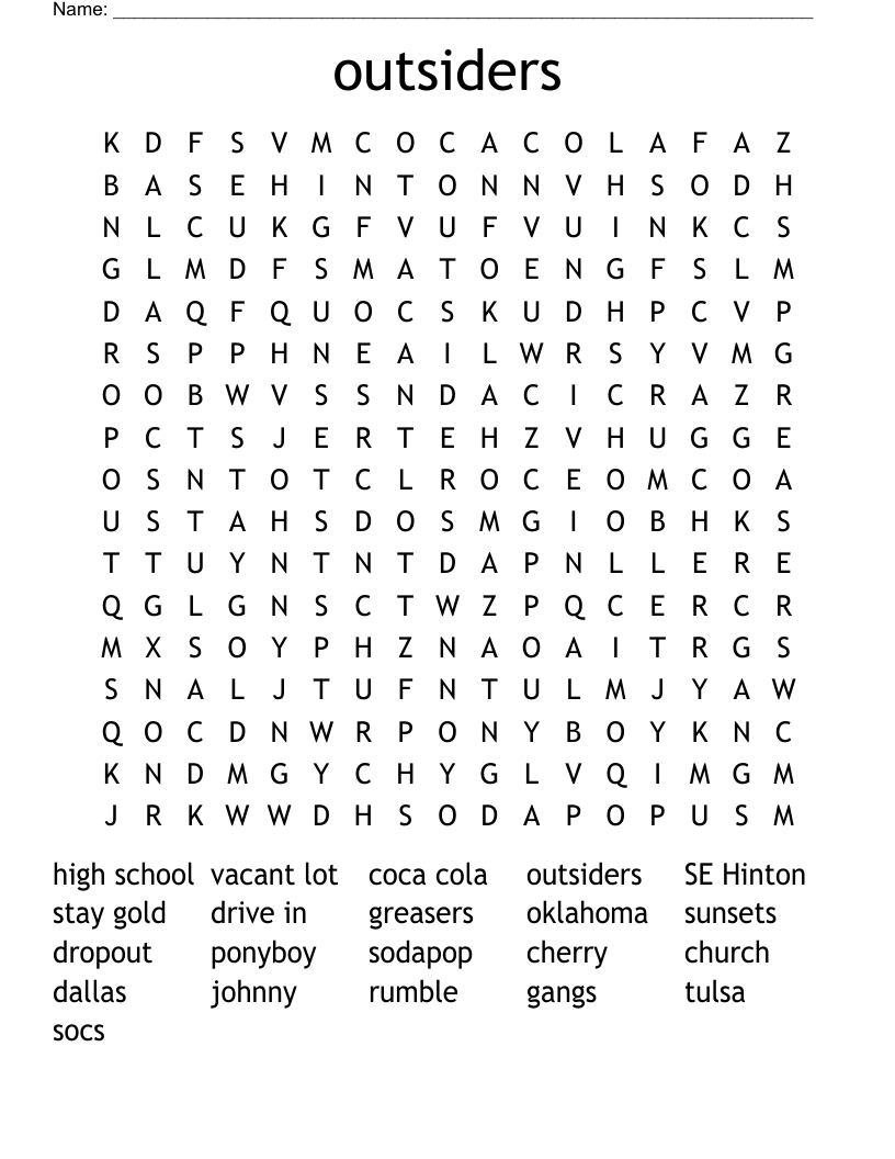 outsiders  Word Search