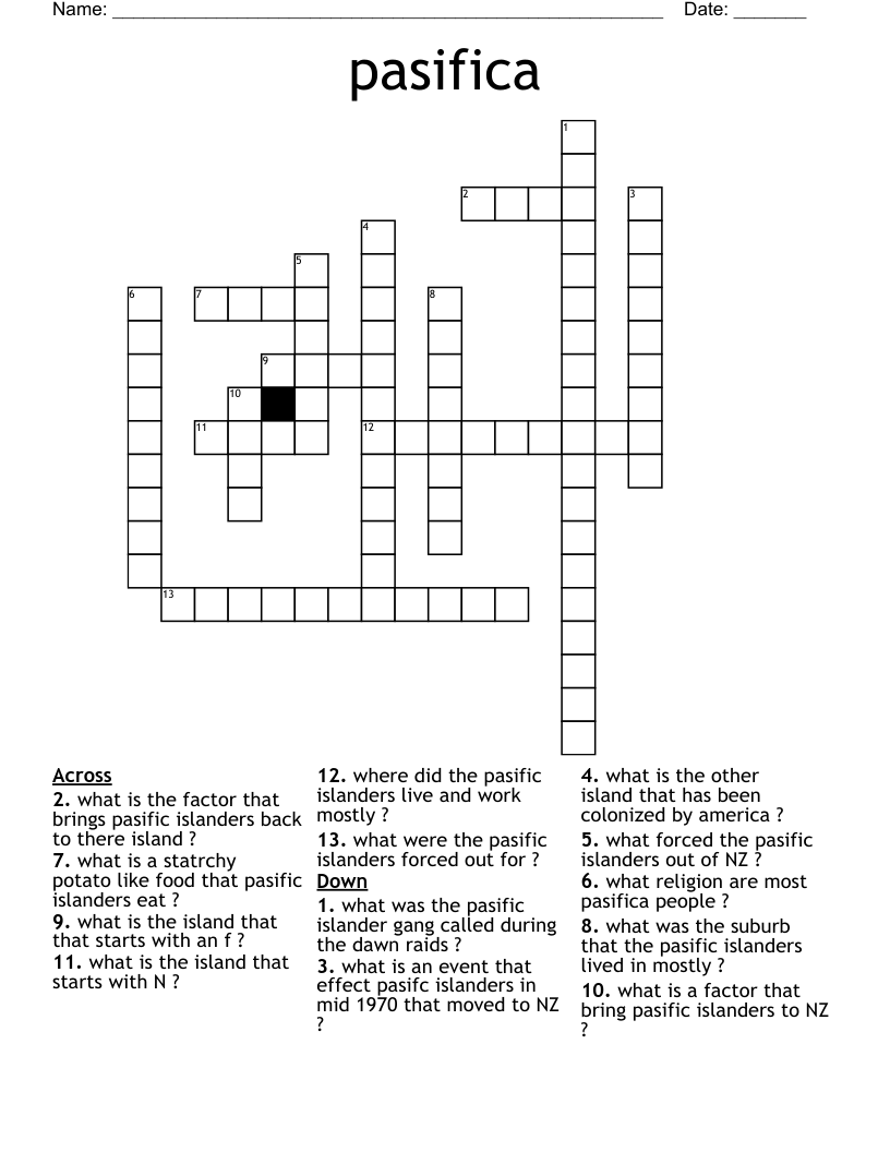pasifica  Crossword