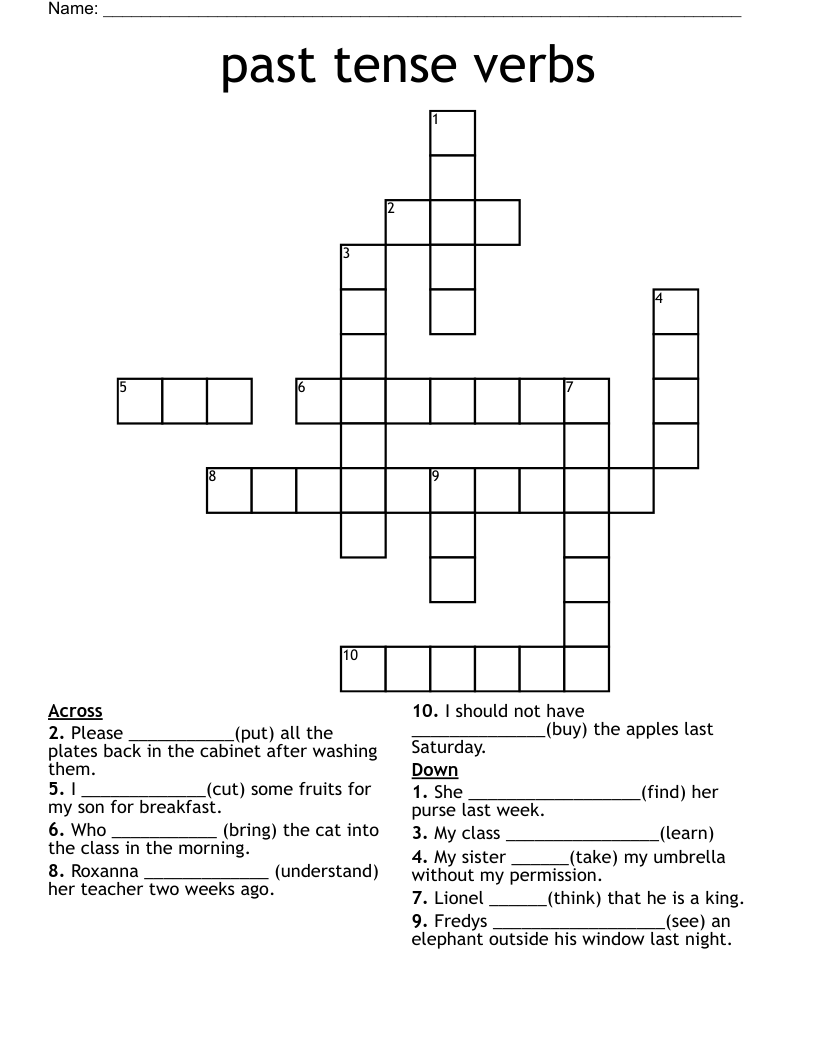 past tense verbs Crossword