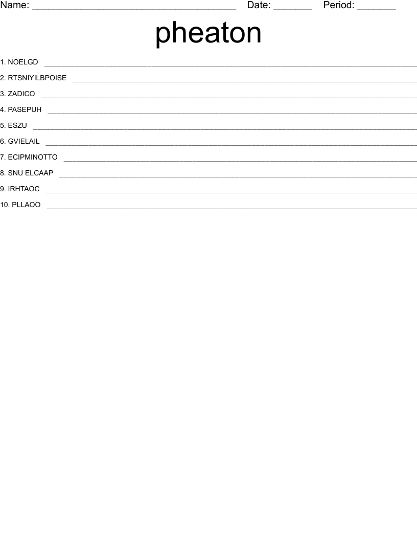 pheaton Word Scramble