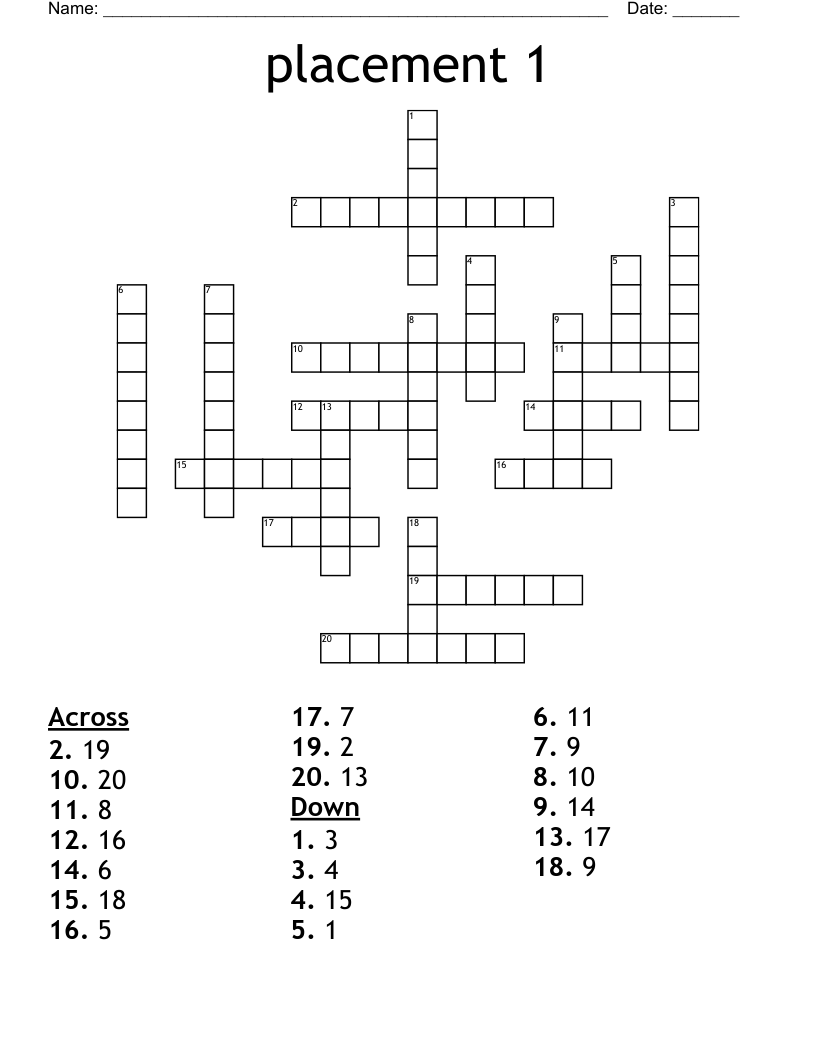 placement 1 Crossword WordMint
