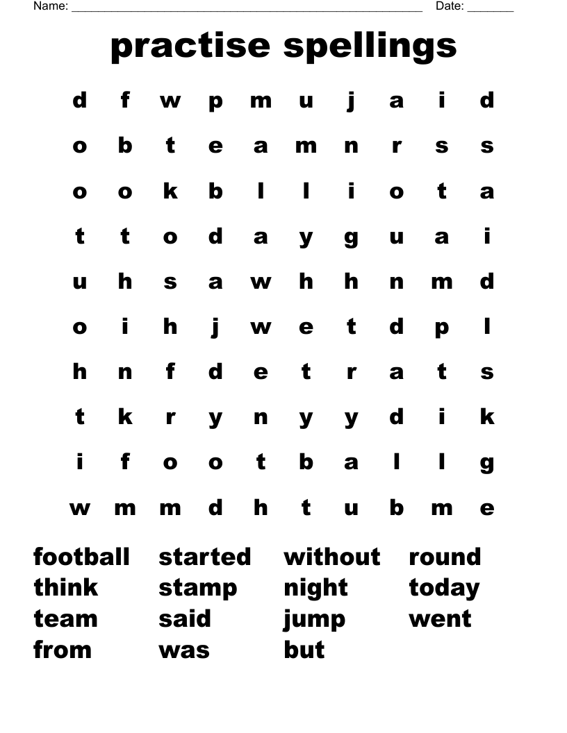practise spellings Word Search - WordMint