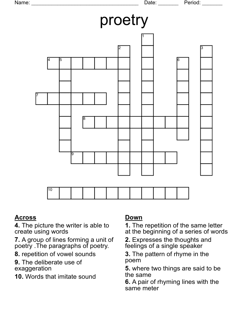 proetry Crossword