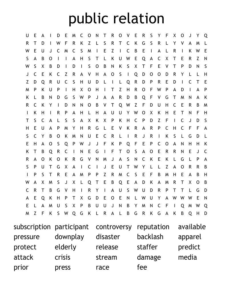 public relation Word Search