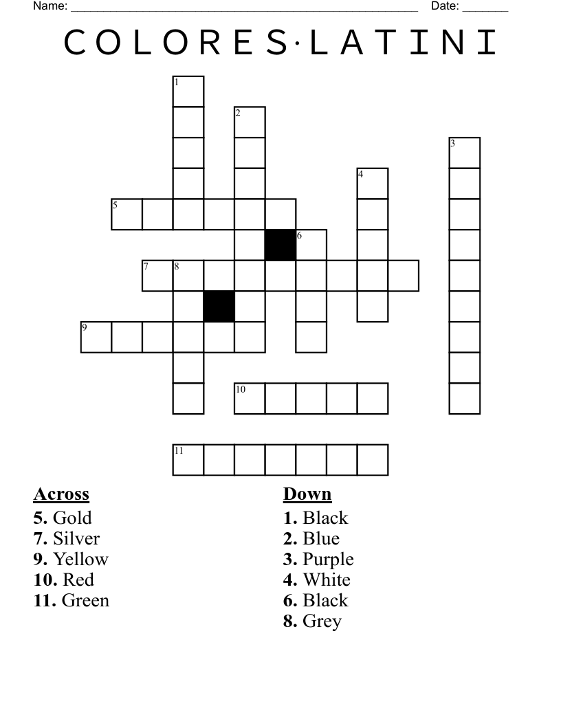 ＣＯＬＯＲＥＳ·ＬＡＴＩＮＩ Crossword