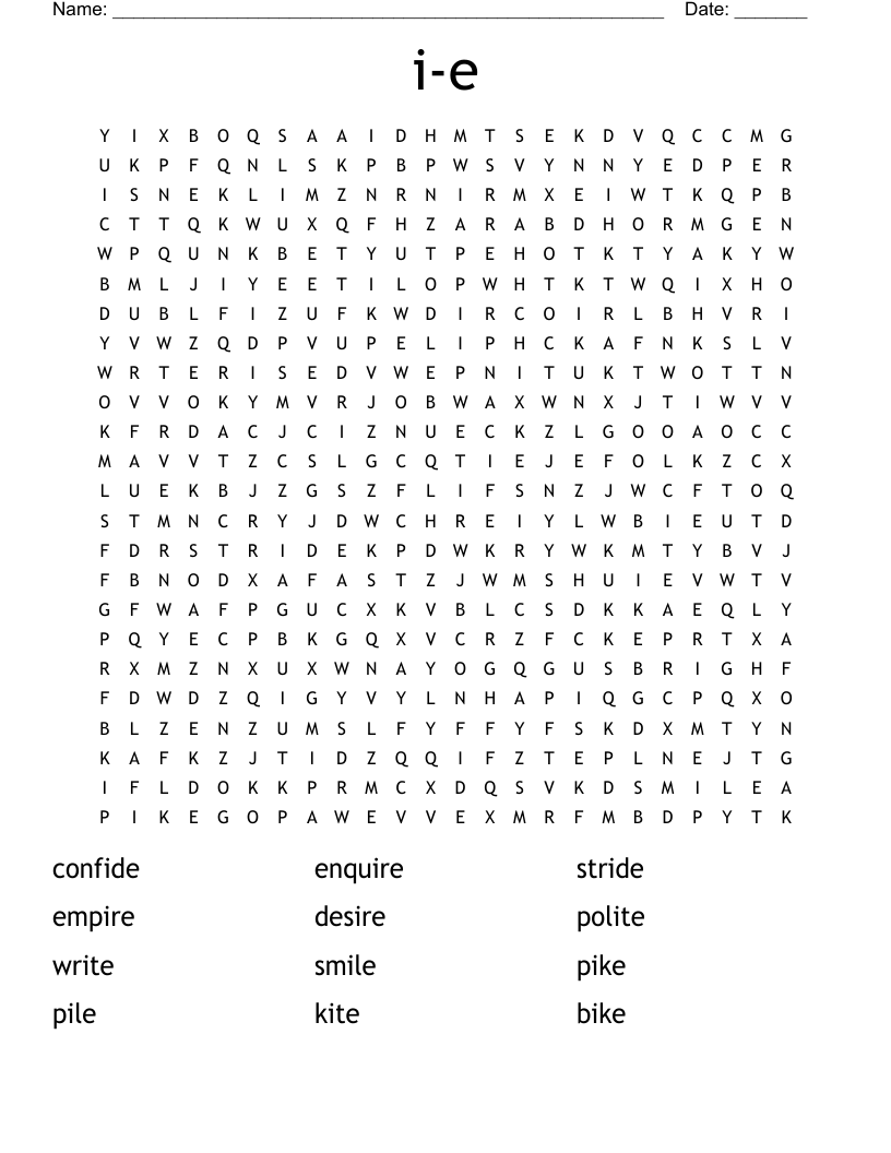 i-e Word Search