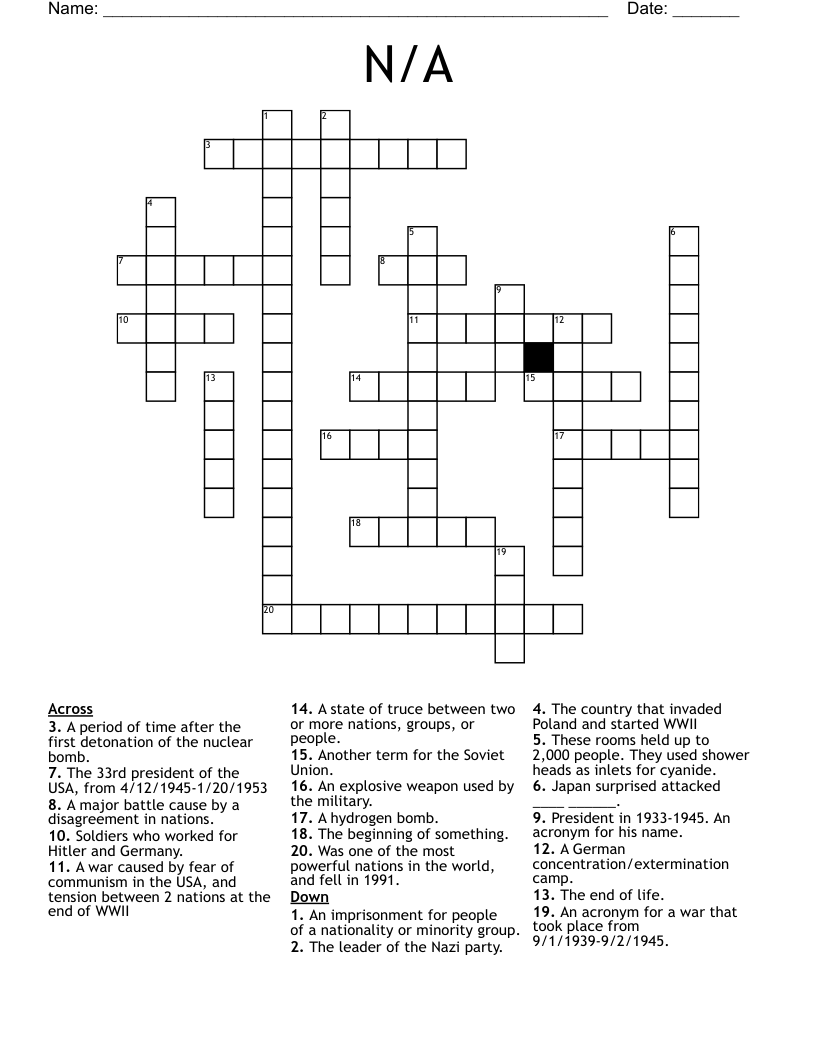 N/A Crossword