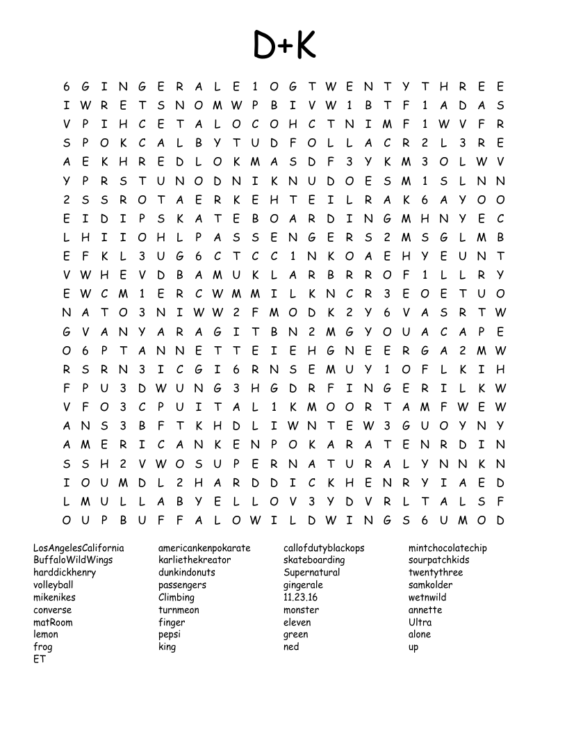 D+K Word Search