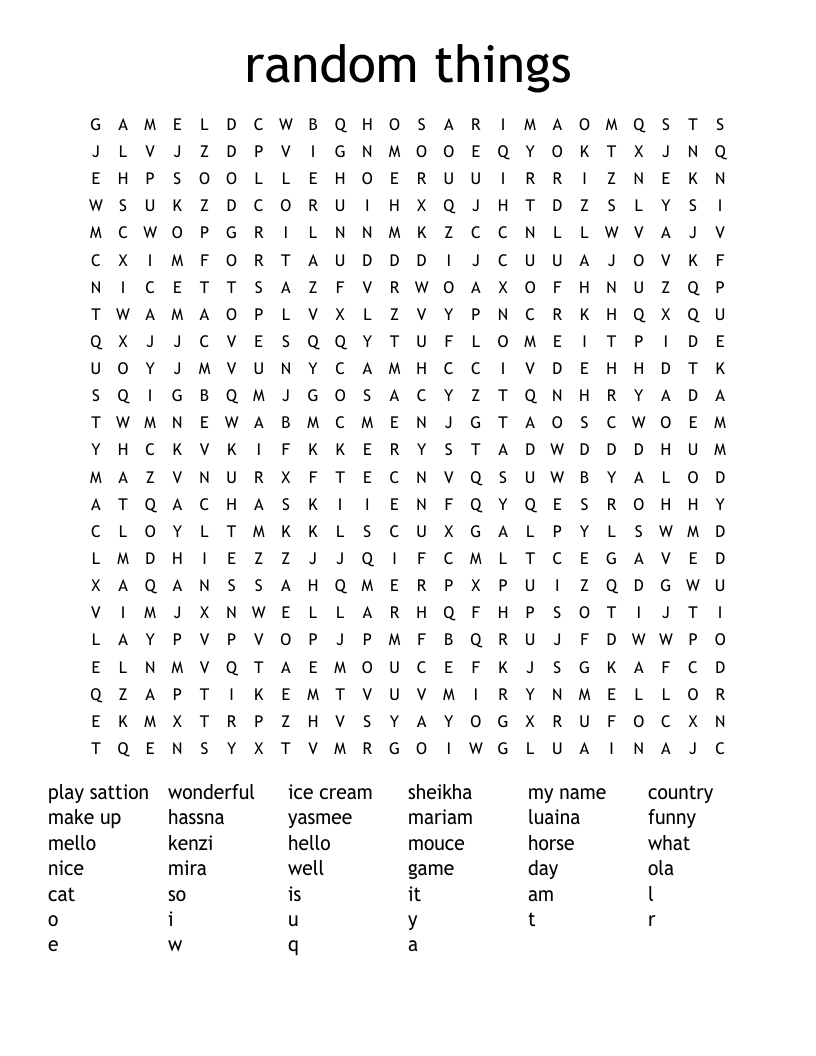 random things Word Search