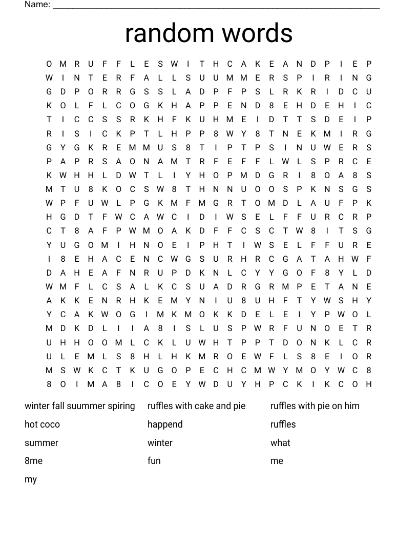 random words Word Search