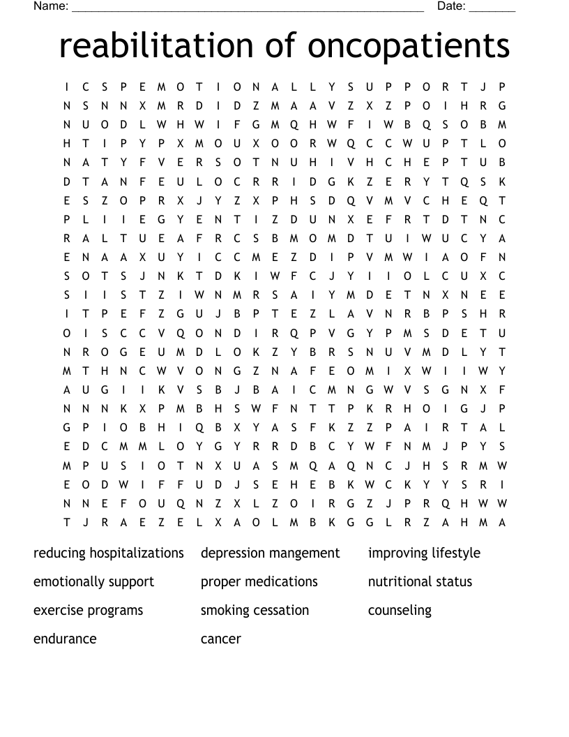 reabilitation of oncopatients Word Search