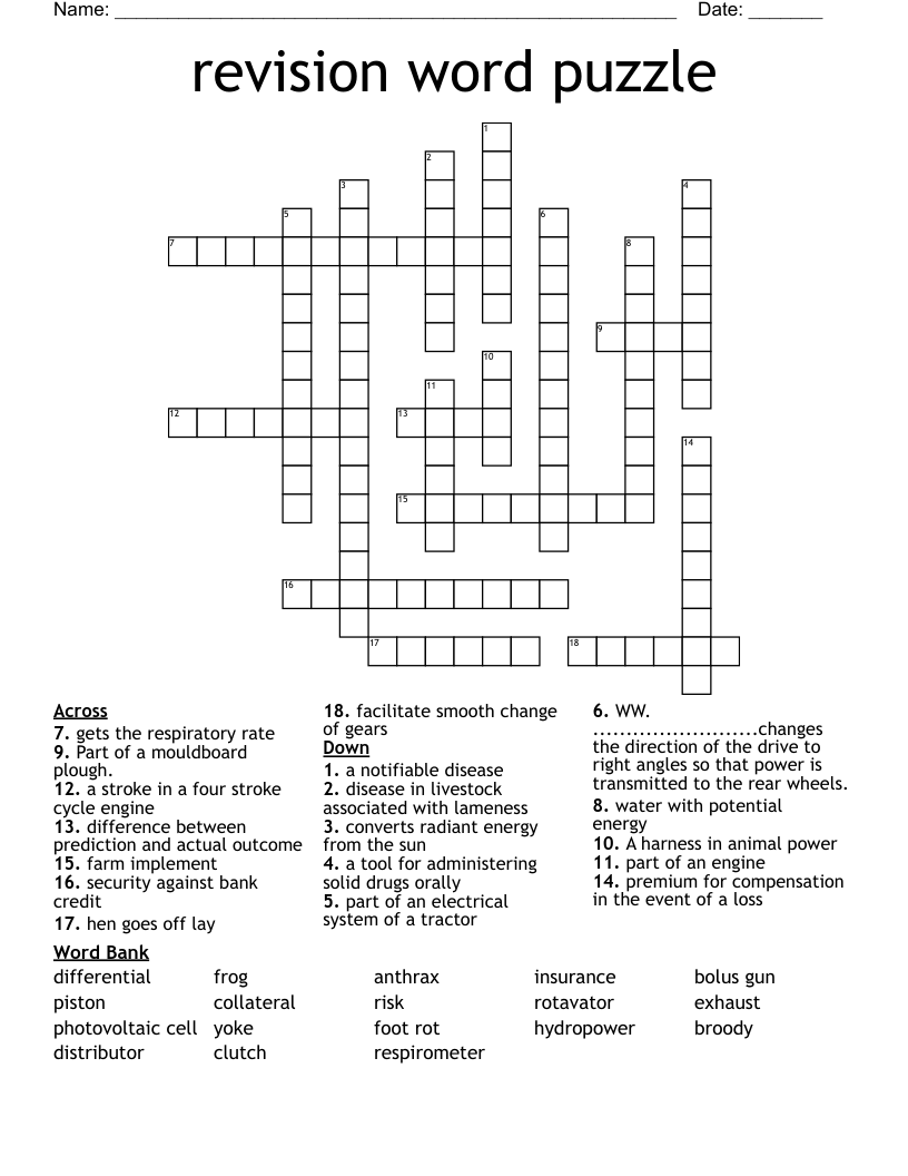 revision word puzzle Crossword WordMint