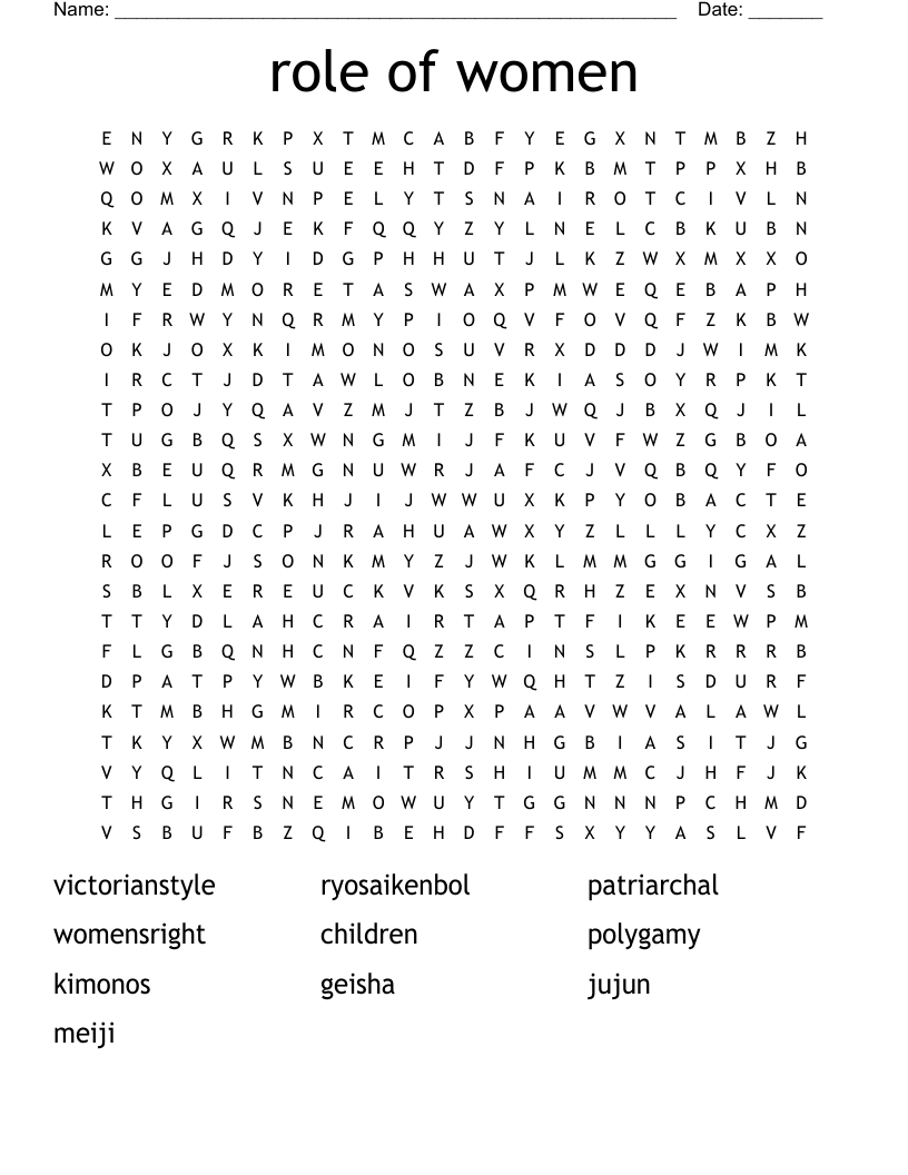 role of women Word Search