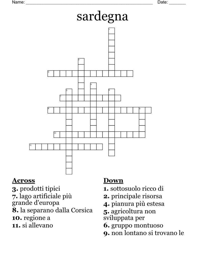 sardegna Crossword