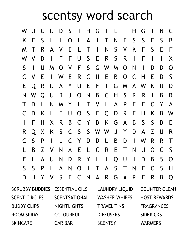 Similar To Scentsy Word Search WordMint