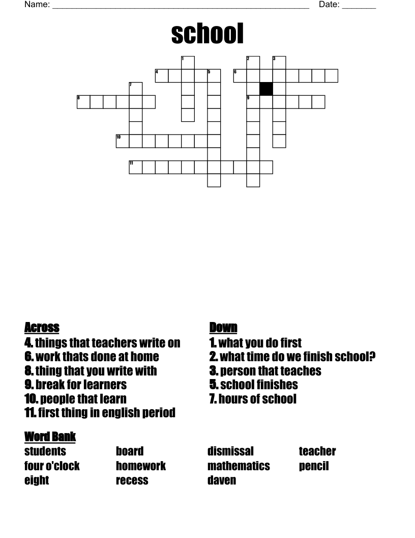 school Crossword