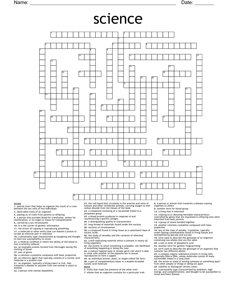 science Crossword
