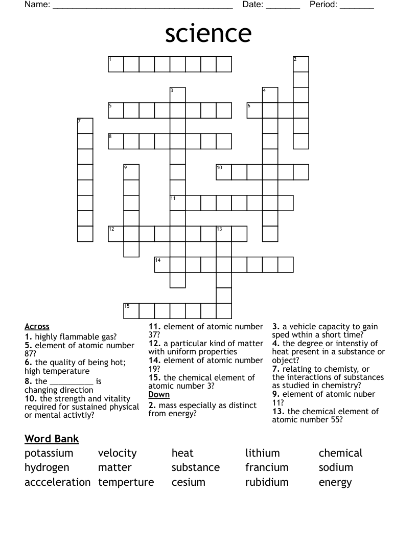 science Crossword