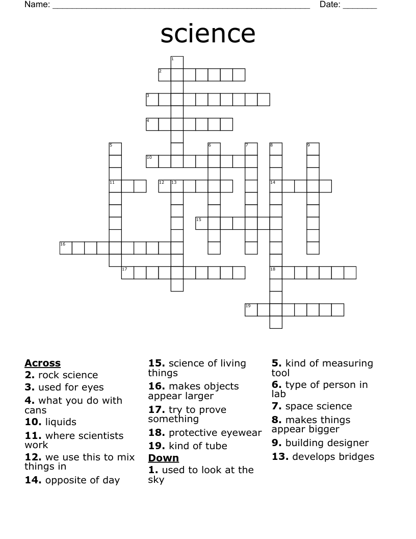 science Crossword WordMint