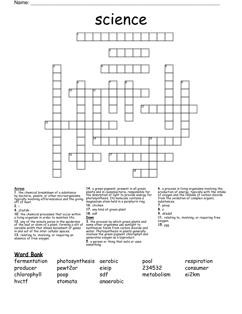 science Crossword